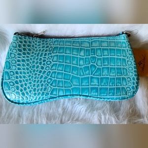 Patricia NASH Leather Baguette Crossbody, Blue grass.